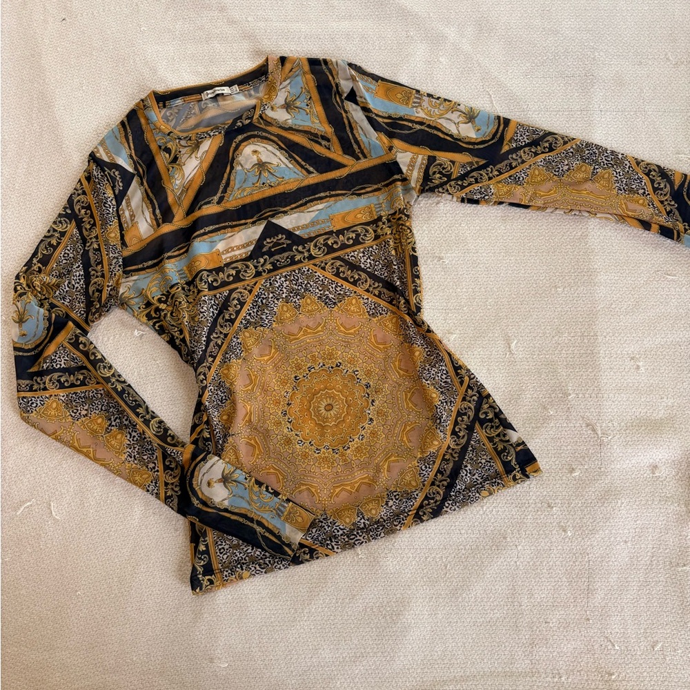 Elegant Patterned Long Sleeve Top